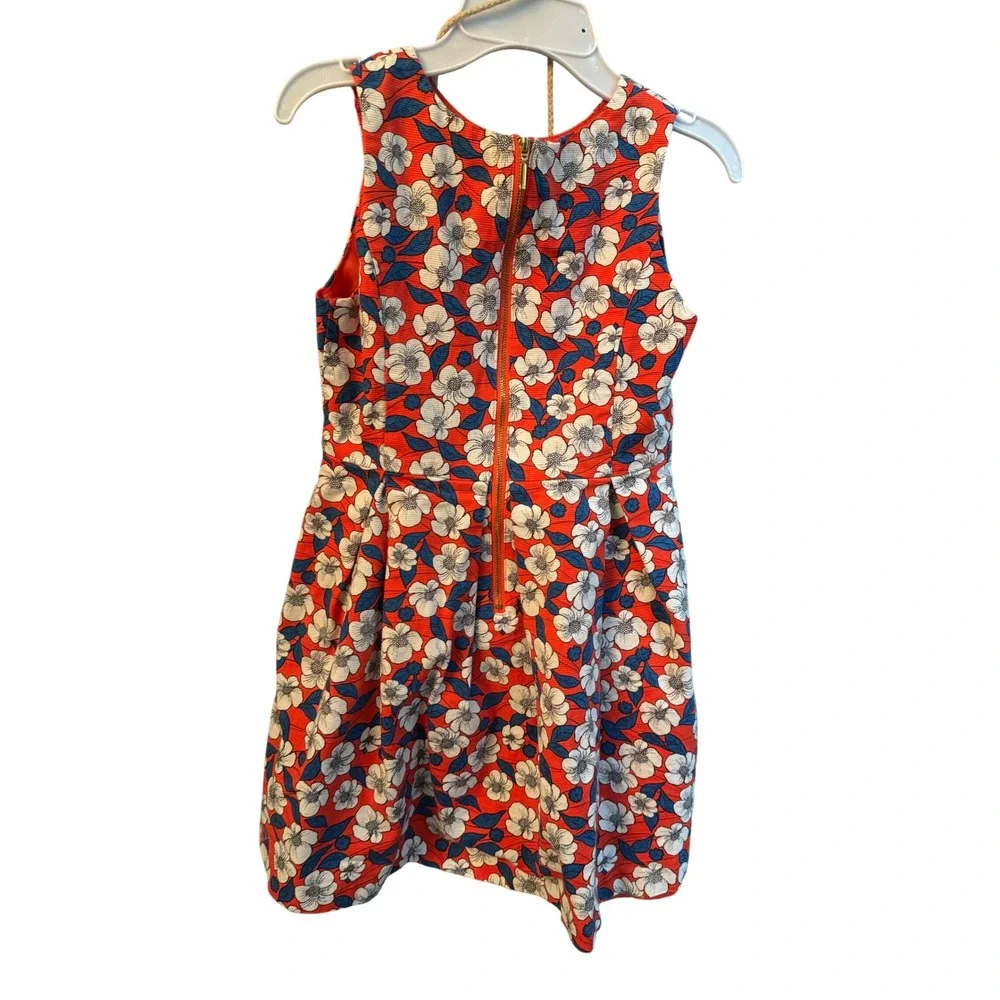 Forever 21 Girls Red Blue Floral Sleeveless Dress with Straw Purse Size 9/10